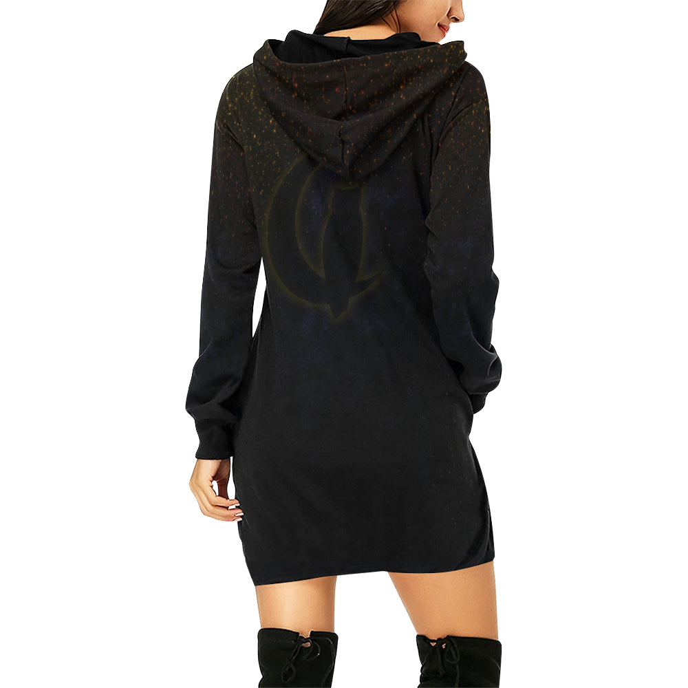 LCC STRASS All Over Print Hoodie Mini Dress (Model H27)