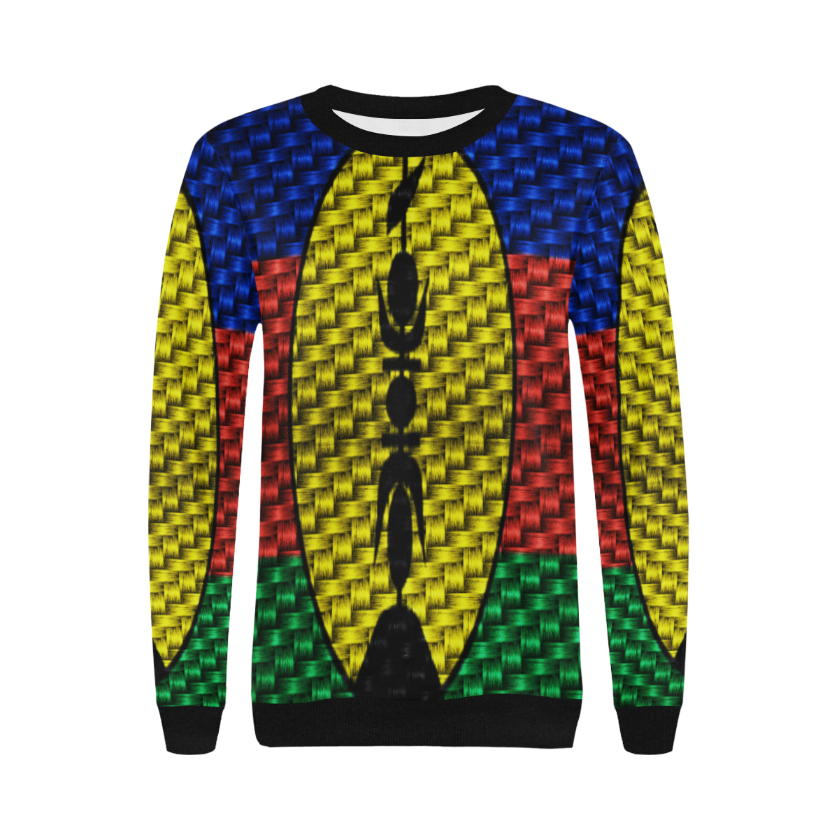 NOUVELLE CALEDONIE FLAG Women's Rib Cuff Crew Neck Sweatshirt (Model H34)