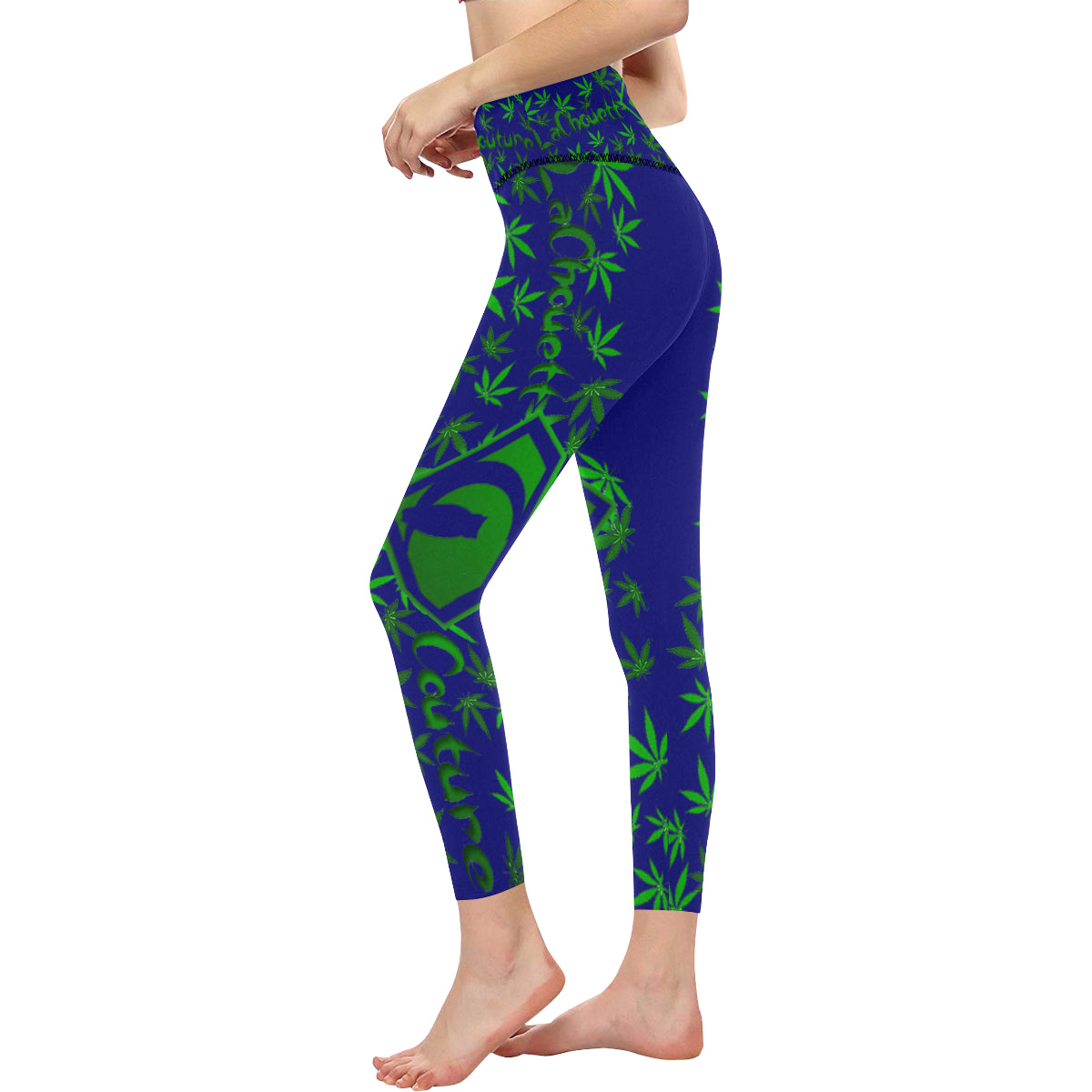 SUPER WEED BLU All Over Print High-Waisted Leggings (Model L36)