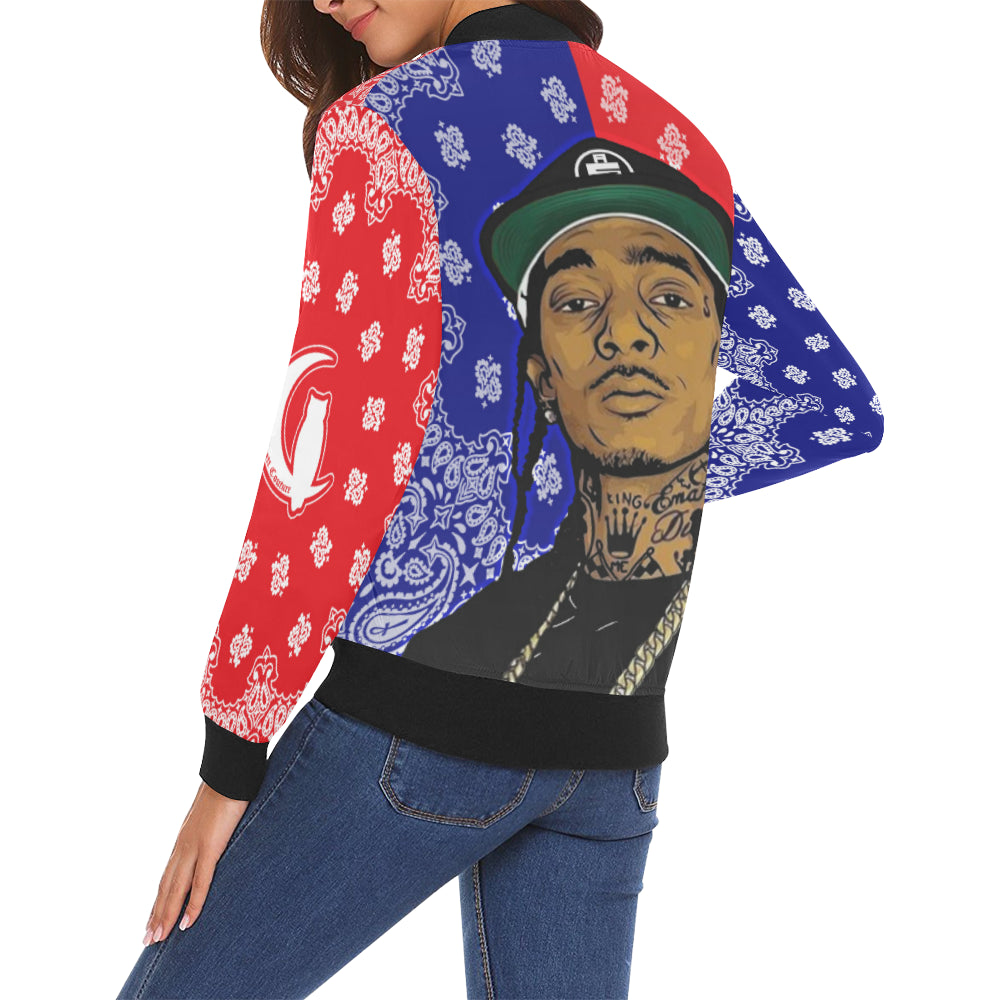 NIPSEY GANG UNITY All Over Print Bomber Jacket for Women (Model H19)