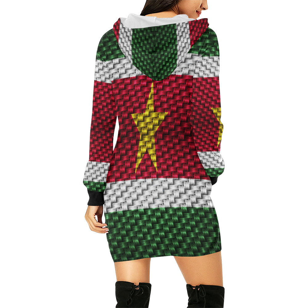 SURINAME FLAG All Over Print Hoodie Mini Dress (Model H27)
