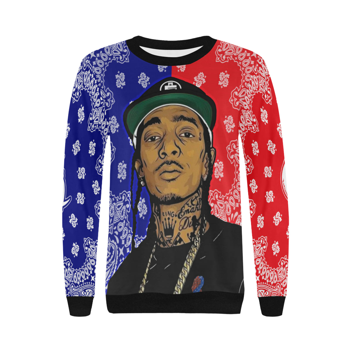 NIPSEY GANG UNITY Women's Rib Cuff Crew Neck Sweatshirt (Model H34)