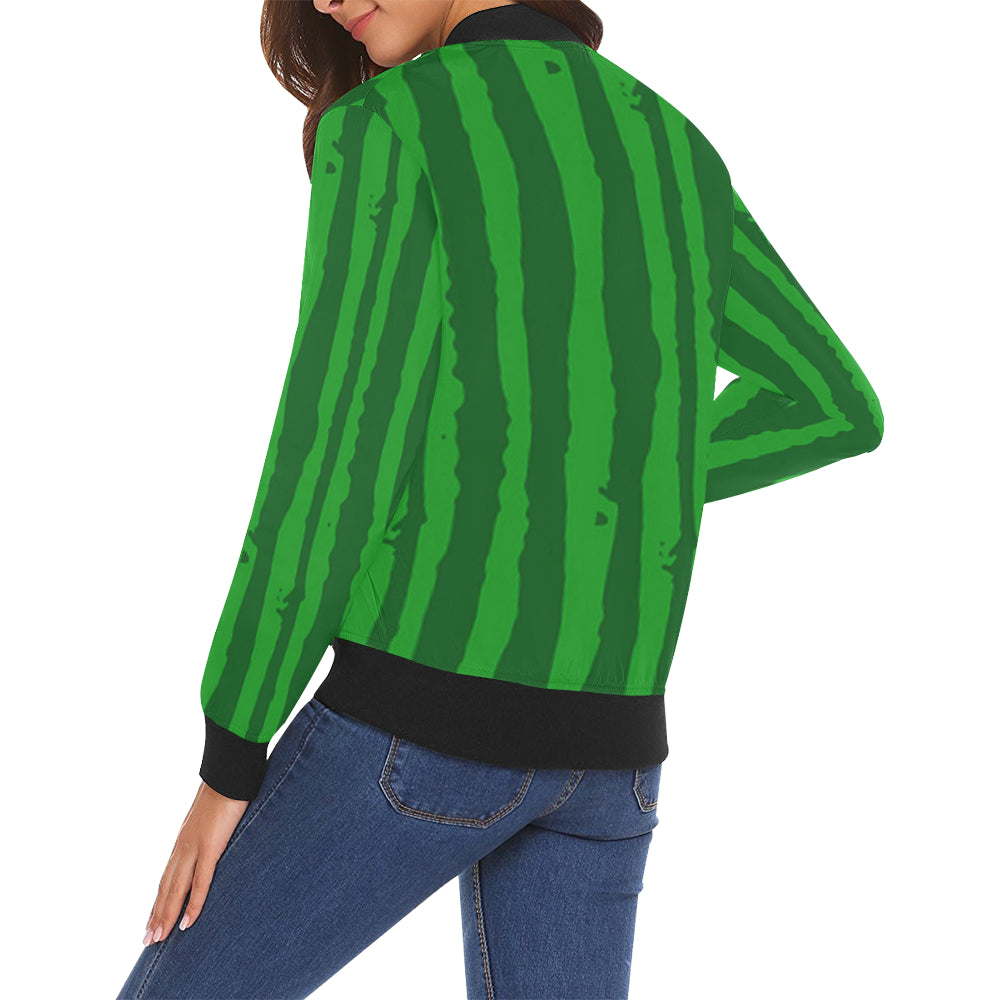 watermelon All Over Print Bomber Jacket for Women