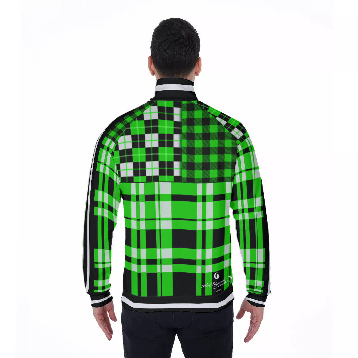 FLEXIN PLAID FLUO Men's Stand Collar Jacket