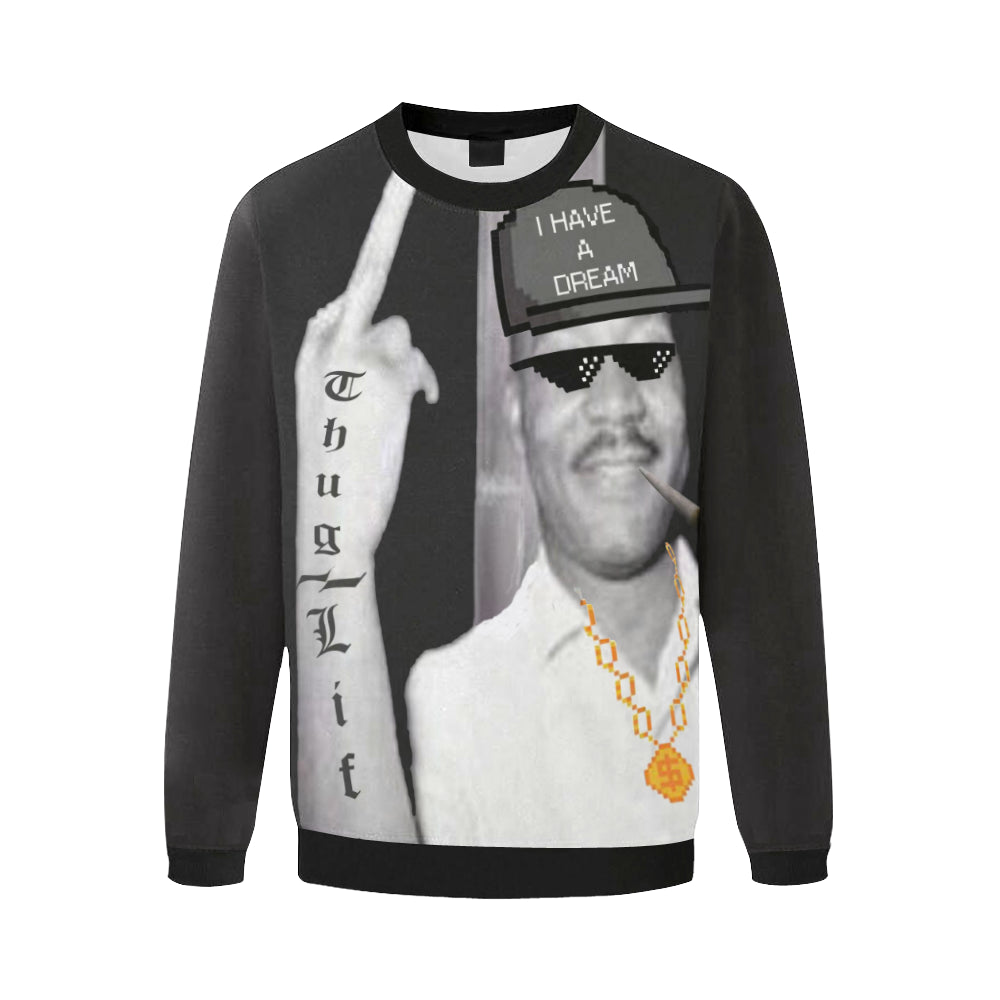 THUG LIFE MARTIN Men's Oversized Fleece Crew Sweatshirt