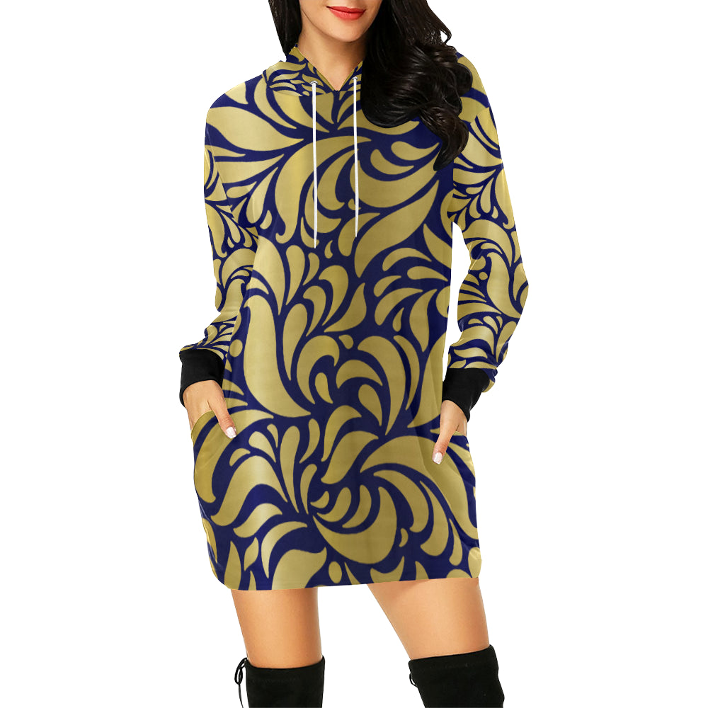 THE GORGIOUS LEAF All Over Print Hoodie Mini Dress (Model H27)
