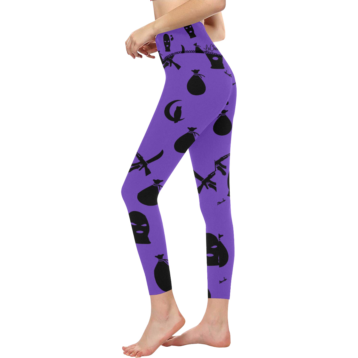 DRILLIN PURPLE All Over Print High-Waisted Leggings