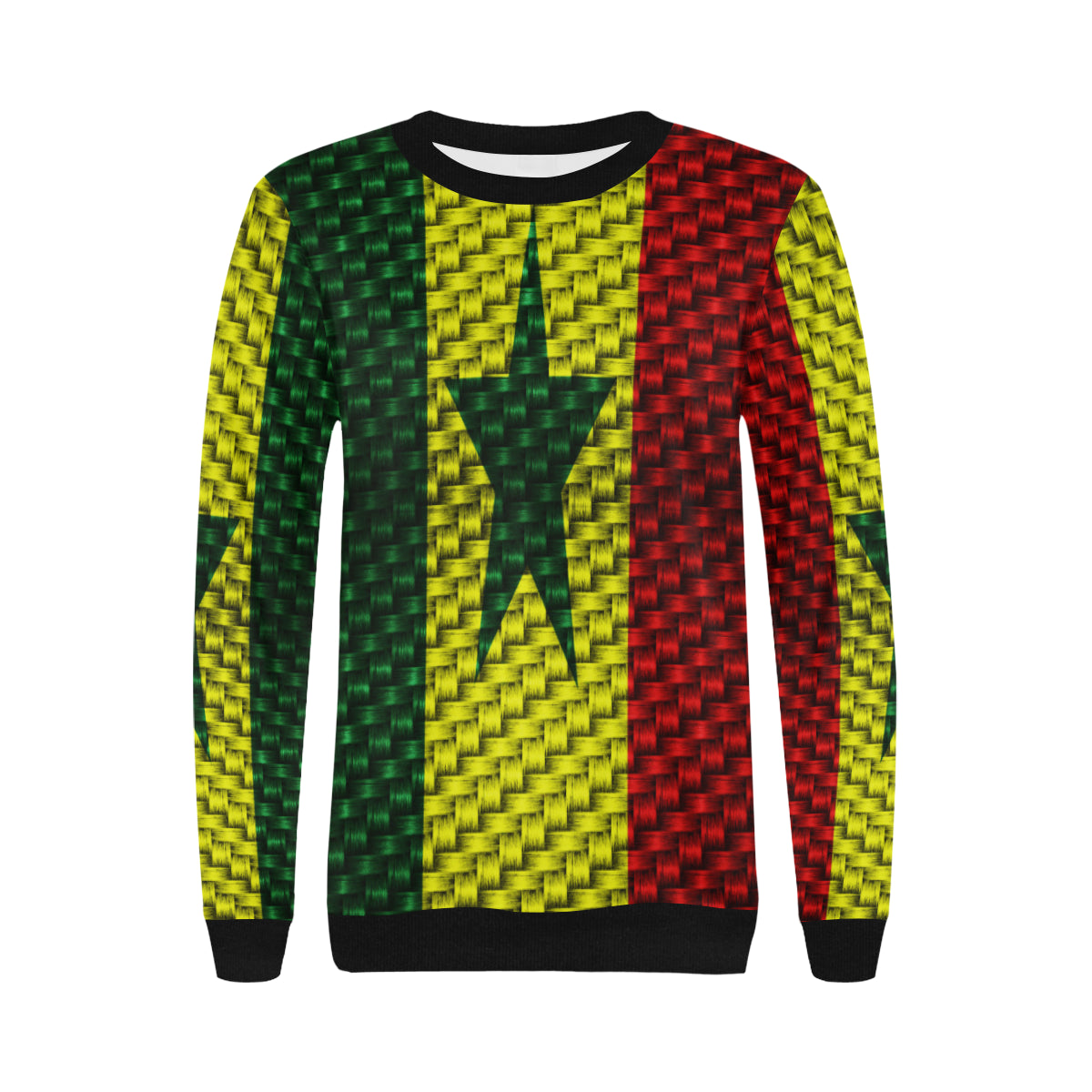 SENEGAL FLAG Women's Rib Cuff Crew Neck Sweatshirt (Model H34)