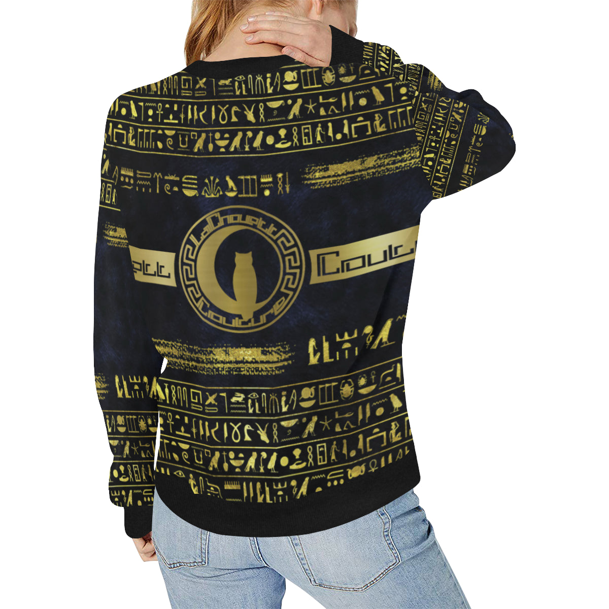 HIEROGLYPH DELUXE Women's Rib Cuff Crew Neck Sweatshirt