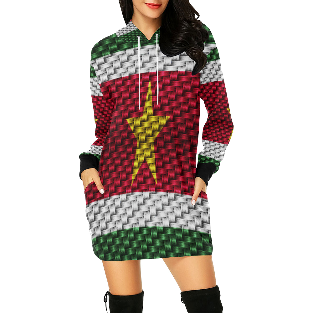 SURINAME FLAG All Over Print Hoodie Mini Dress (Model H27)