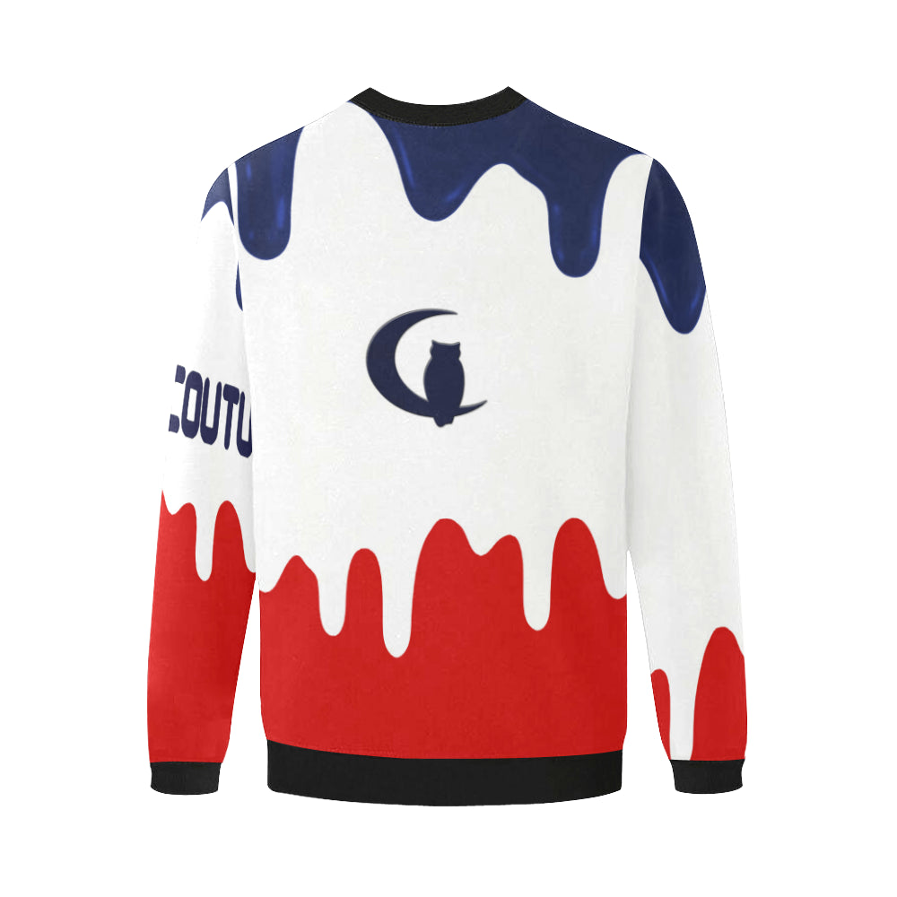 LACHOUETT BLUE DRIP Men's Oversized Fleece Crew Sweatshirt