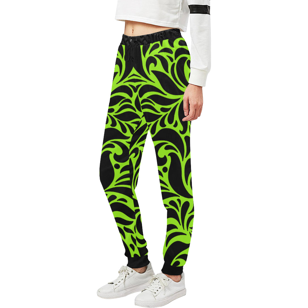 GORGIOUS LEAF FLUO Women's All Over Print Sweatpants (Model L11)