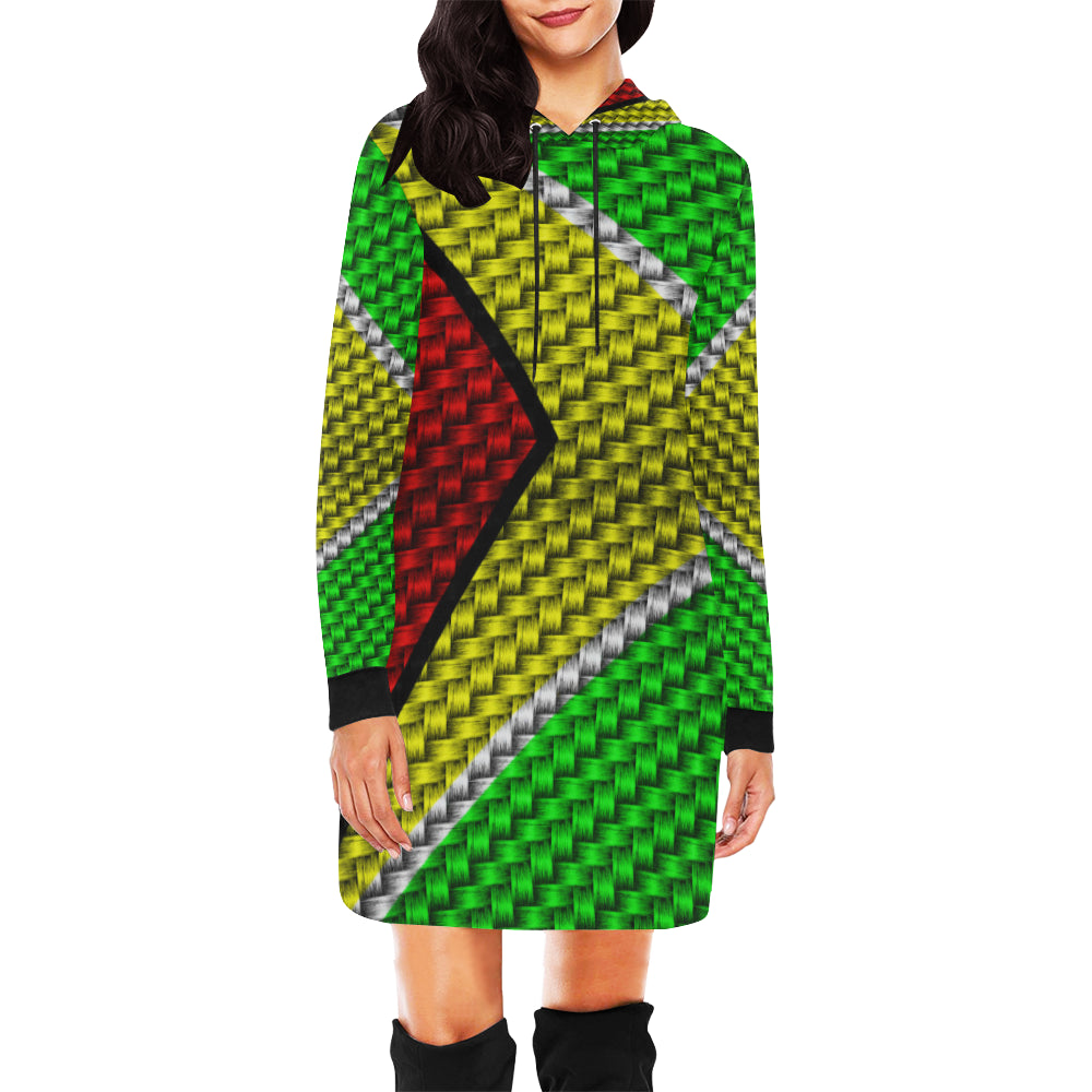 GUYANA FLAG All Over Print Hoodie Mini Dress (Model H27)