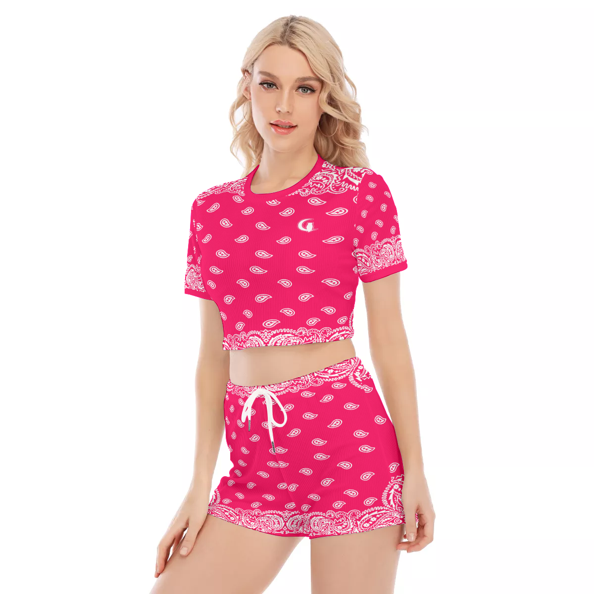 BANDANA FULLY PINKISH Women's O-neck T-shirt Shorts Suit