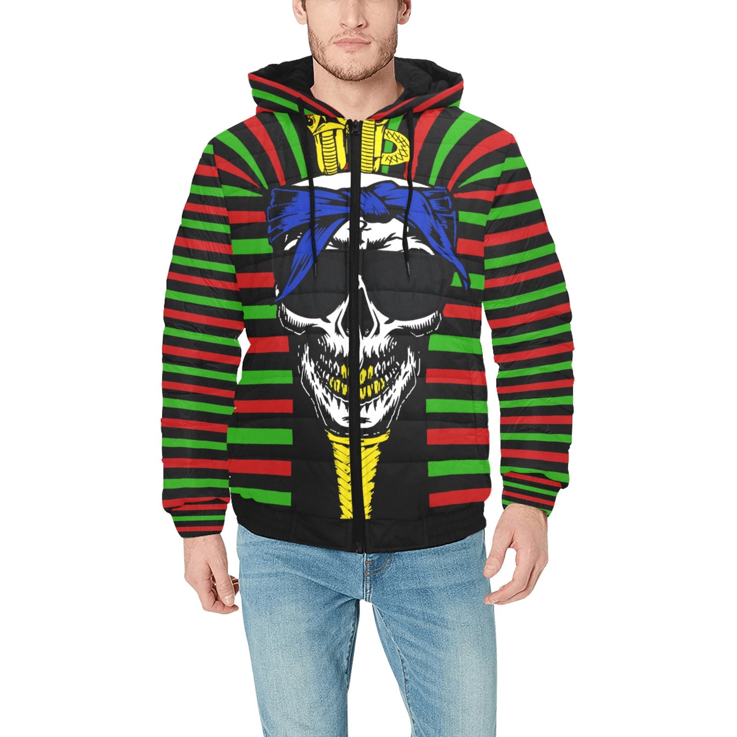 RBG C SKULL Men's Padded Hooded Jacket