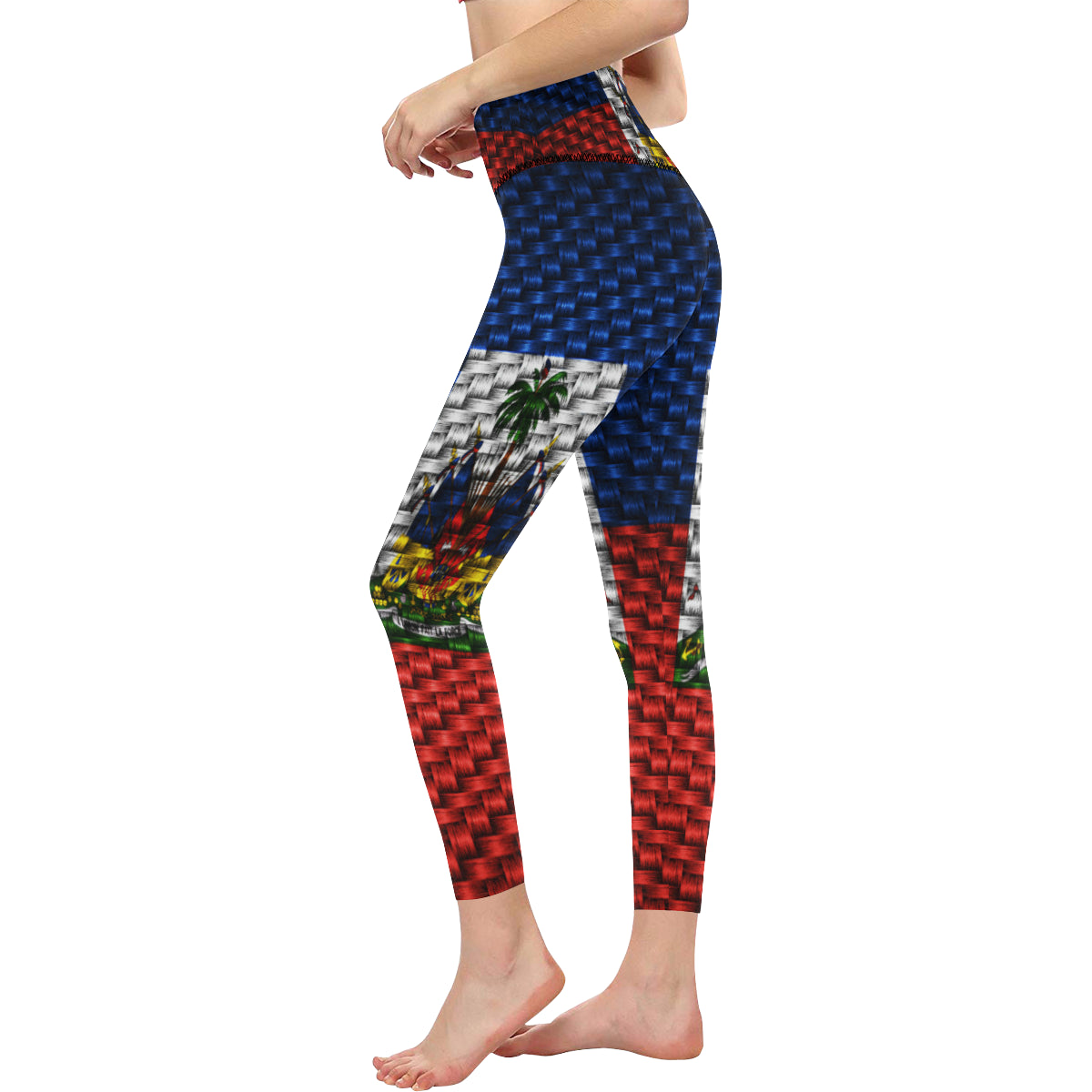 HAITI FLAG All Over Print High-Waisted Leggings (Model L36)
