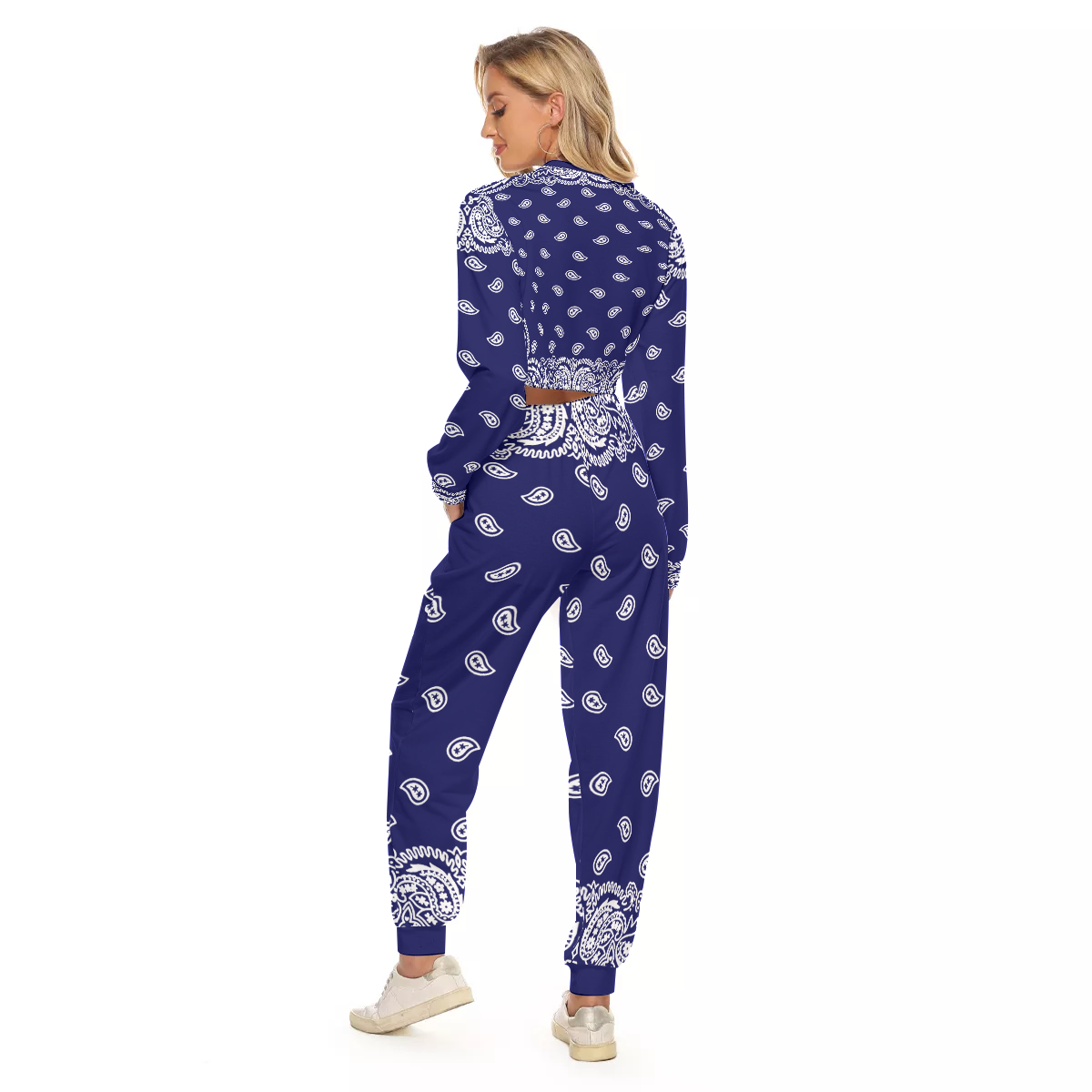 BANDANA FULLY NAVY Women's Crop Sweatshirt Suit