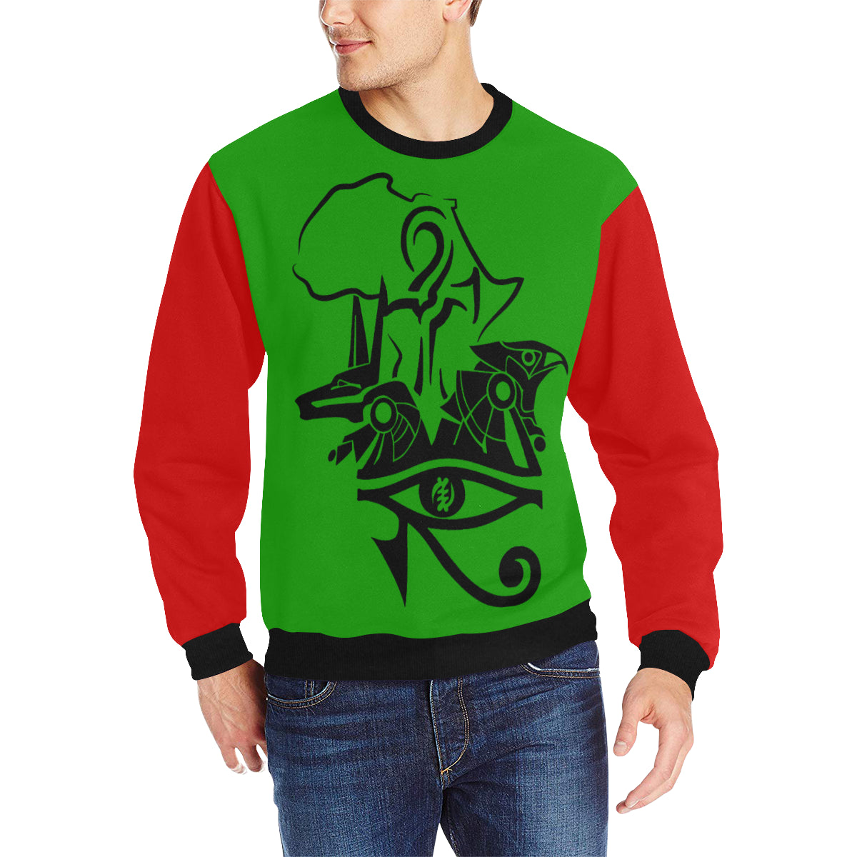 ANUBIS AND HERU RBG Men's Rib Cuff Crew Neck Sweatshirt