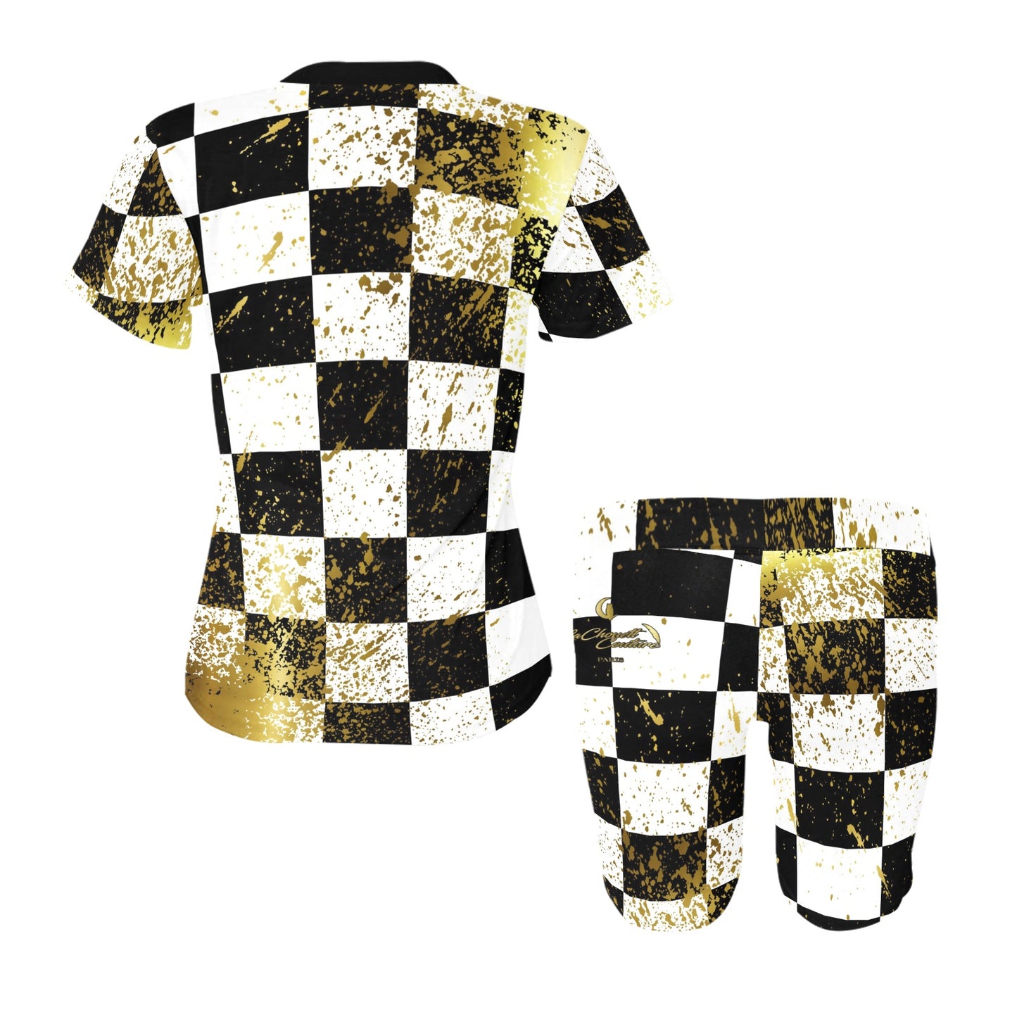 DAMIER IN GOLD Women's Short Yoga Set