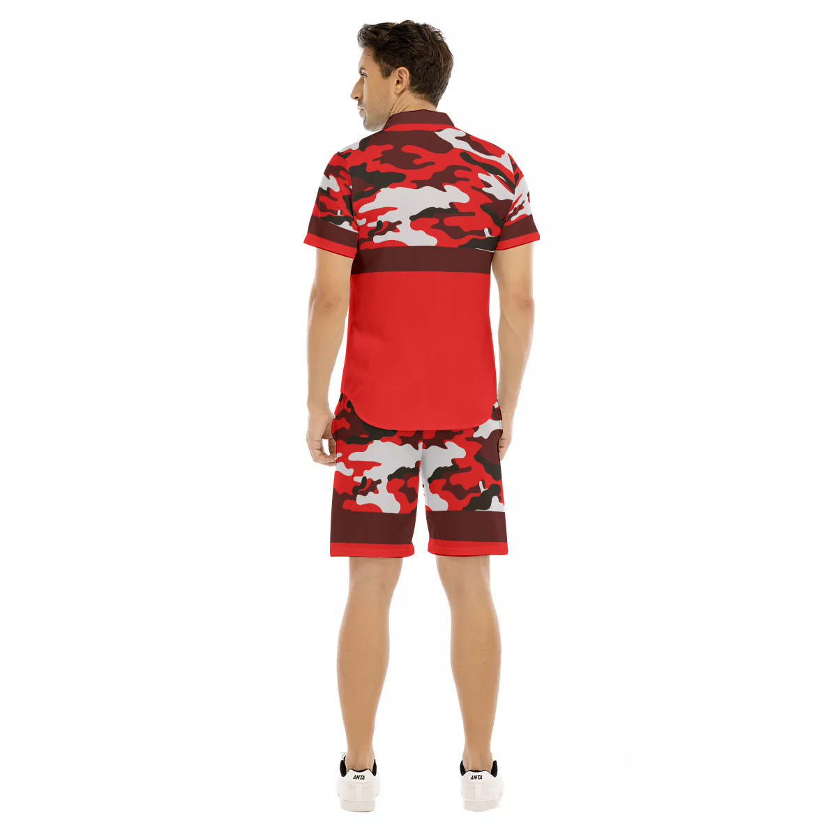 CAMOUFLAGE RED Men's Short Sleeve Shirt Sets