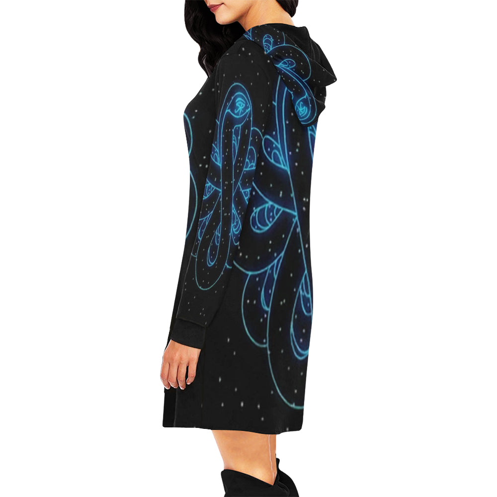 SNAKE OF CREATION WADJET All Over Print Hoodie Mini Dress (Model H27)