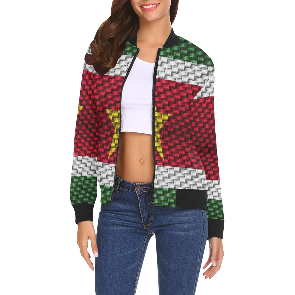 SURINAME FLAG All Over Print Bomber Jacket for Women (Model H19)
