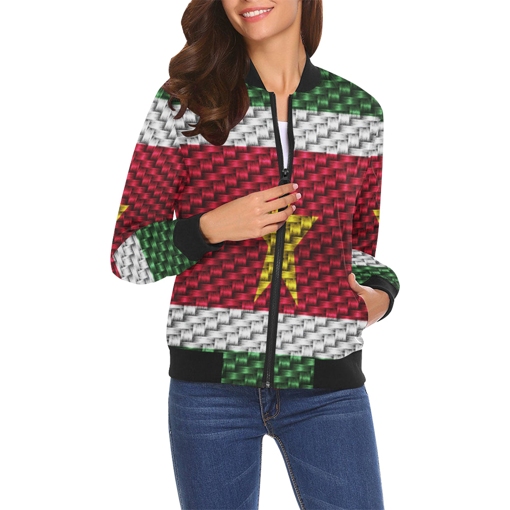 SURINAME FLAG All Over Print Bomber Jacket for Women (Model H19)