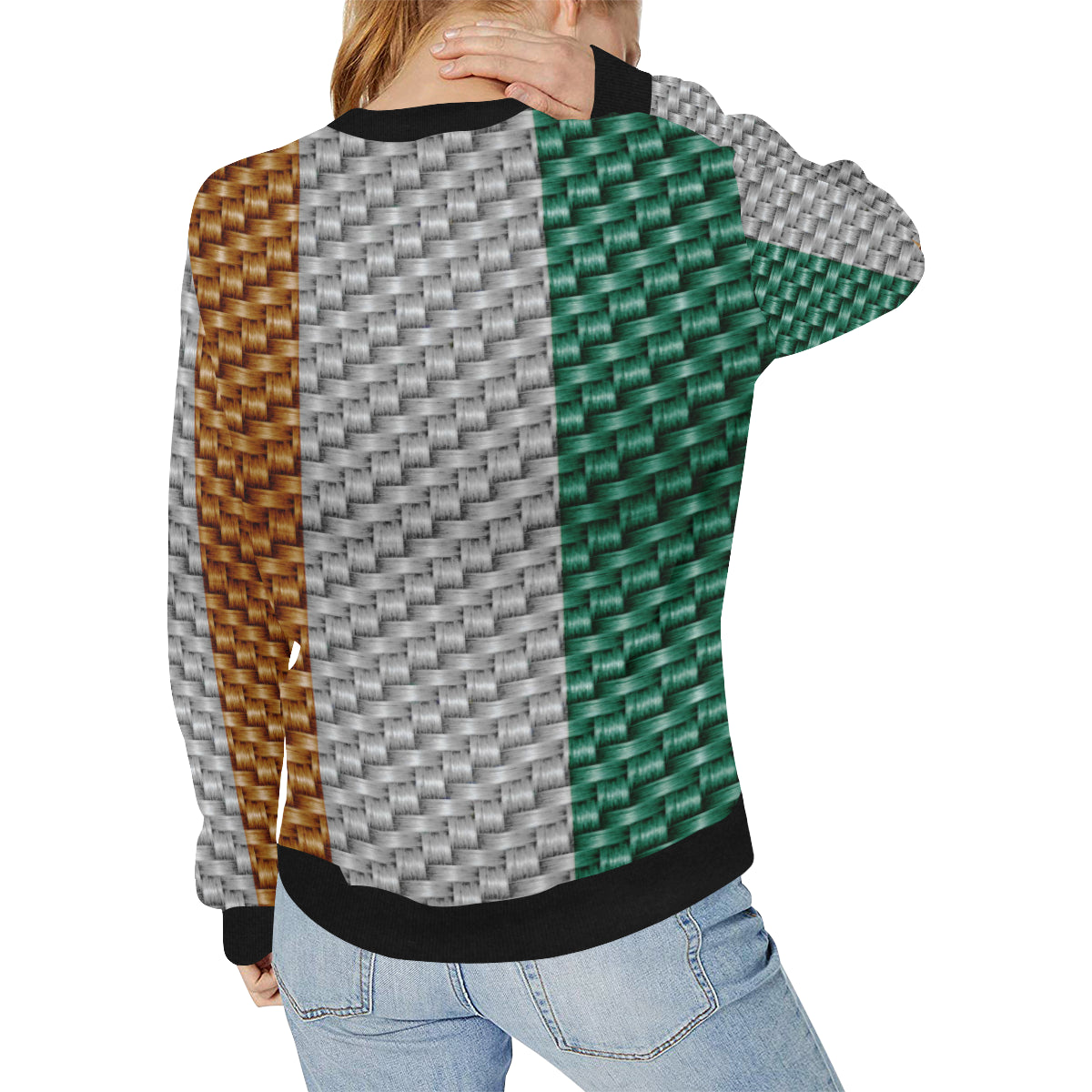 COTE D'IVOIRE FLAG Women's Rib Cuff Crew Neck Sweatshirt