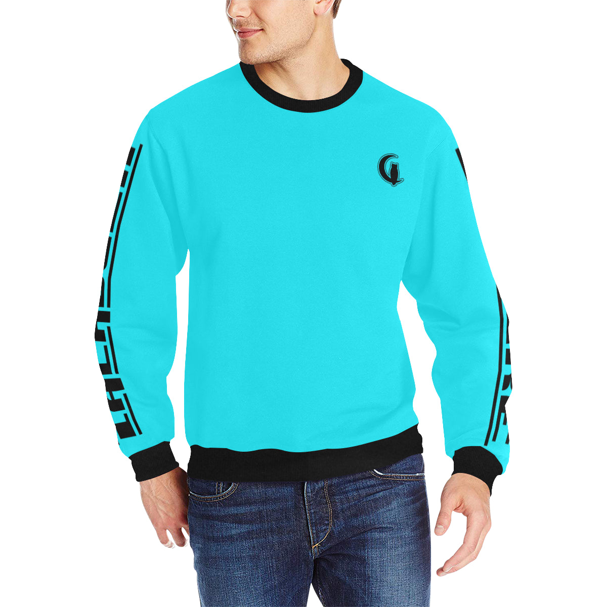 BLACC BORDER TRQSE Men's Rib Cuff Crew Neck Sweatshirt