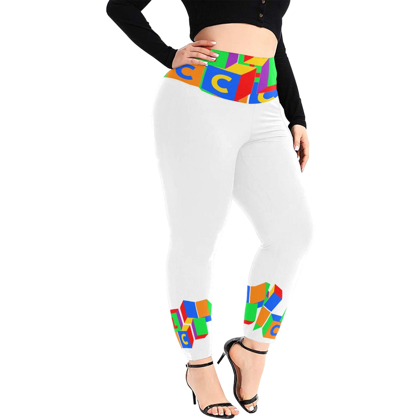 LCC COLORING Plus Size High Waist Leggings (Model L45)