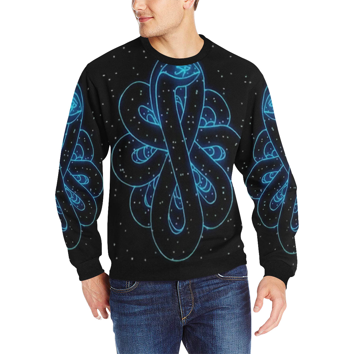 SNAKE OF CREATION WADJET Men's Rib Cuff Crew Neck Sweatshirt