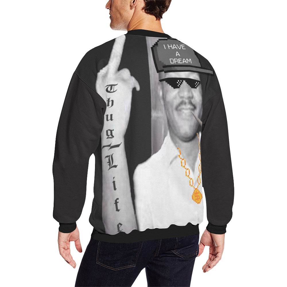THUG LIFE MARTIN Men's Oversized Fleece Crew Sweatshirt