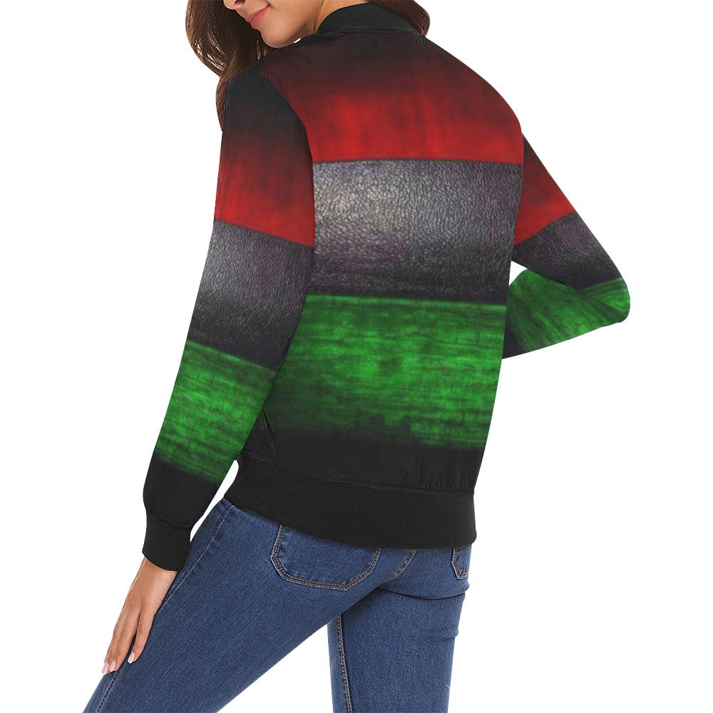 RBG GRUNGE All Over Print Bomber Jacket for Women (Model H19)