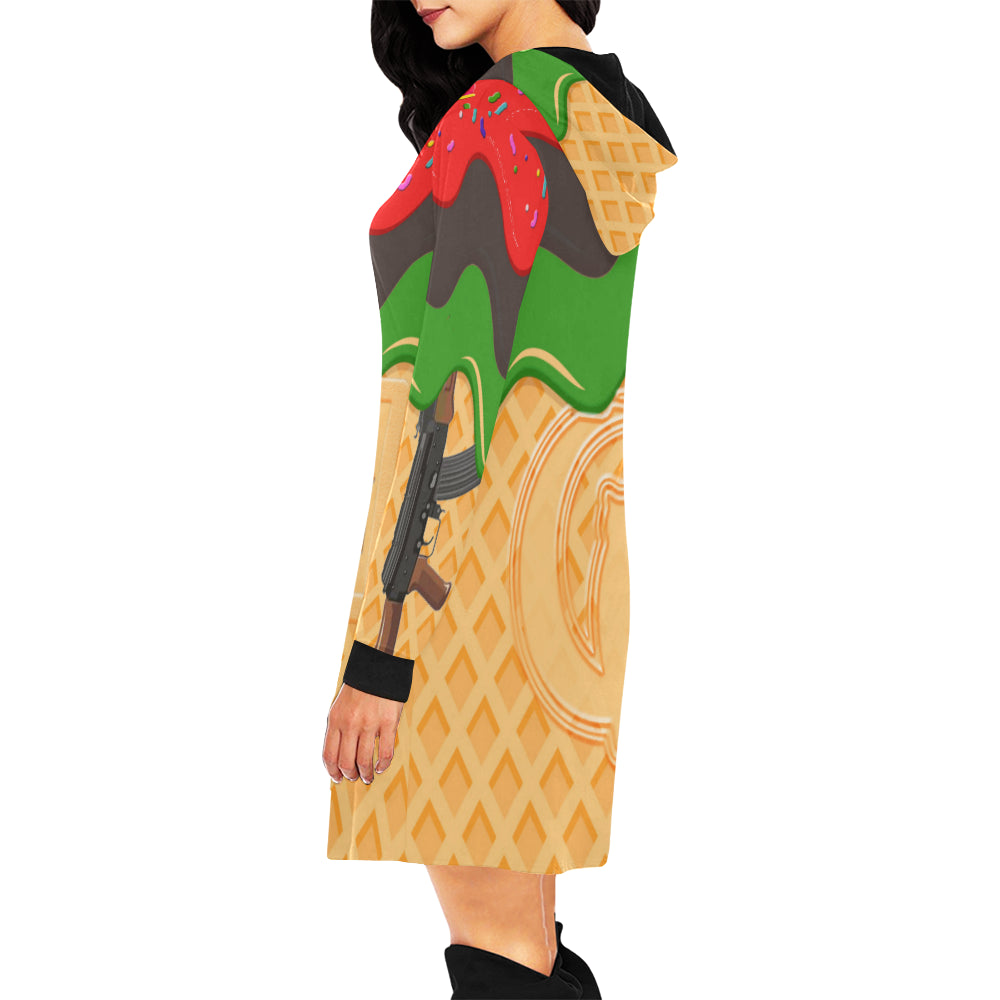 RBG ICE CREAM All Over Print Hoodie Mini Dress (Model H27)