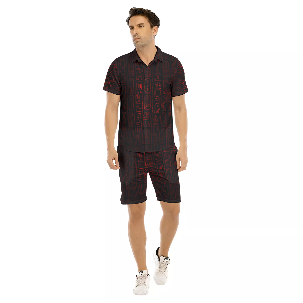 HIEROGLYPH RED Men's Short Sleeve Shirt Sets
