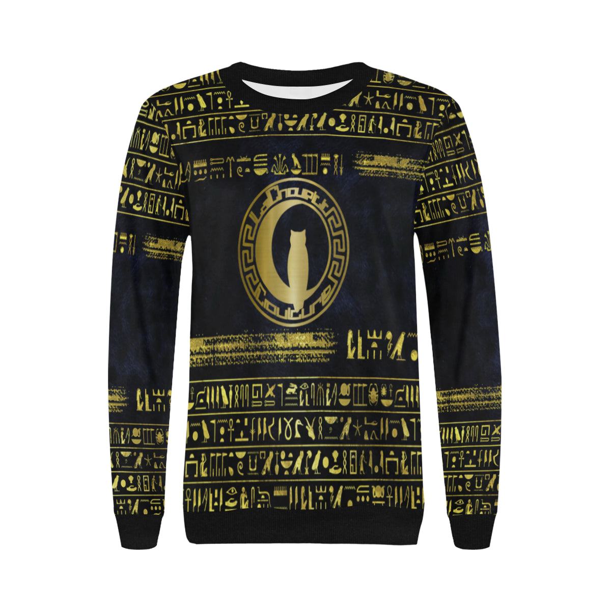 HIEROGLYPH DELUXE Women's Rib Cuff Crew Neck Sweatshirt