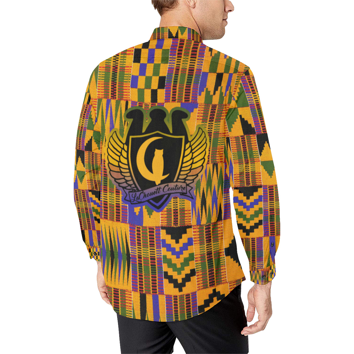 KENTE OG Men's All Over Print Casual Dress Shirt