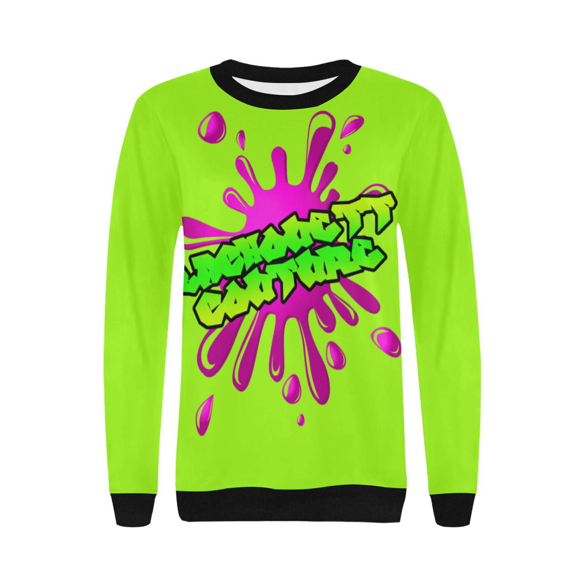 SPLASH OUT FLUO Women's Rib Cuff Crew Neck Sweatshirt (Model H34)