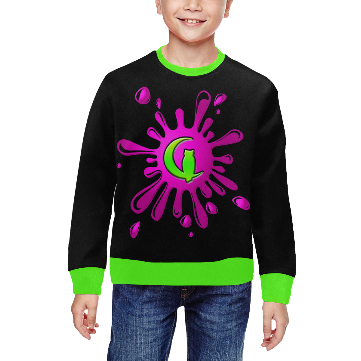 SPLASH OUT BLACC All Over Print Crewneck Sweatshirt for Kids (Model H29)