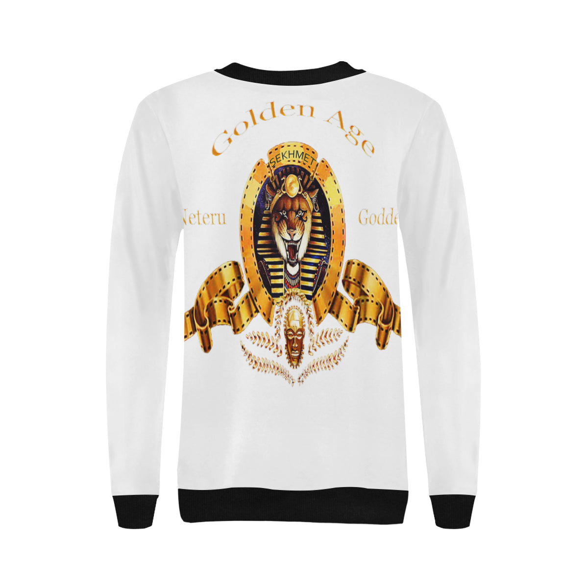 SEKHMET GODDESS Women's Rib Cuff Crew Neck Sweatshirt (Model H34)