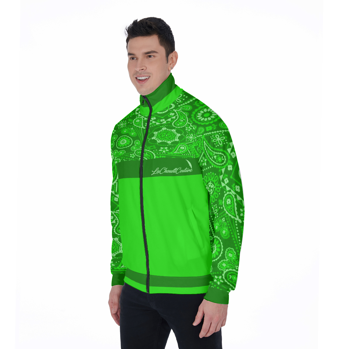 BANDANA VIRAL GREEN Stand Collar Jacket