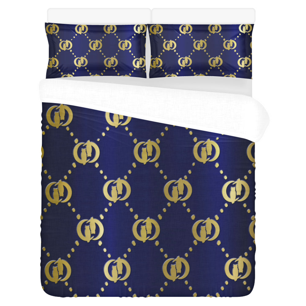 GOODY GOLD BLUE 3-Piece Bedding Set