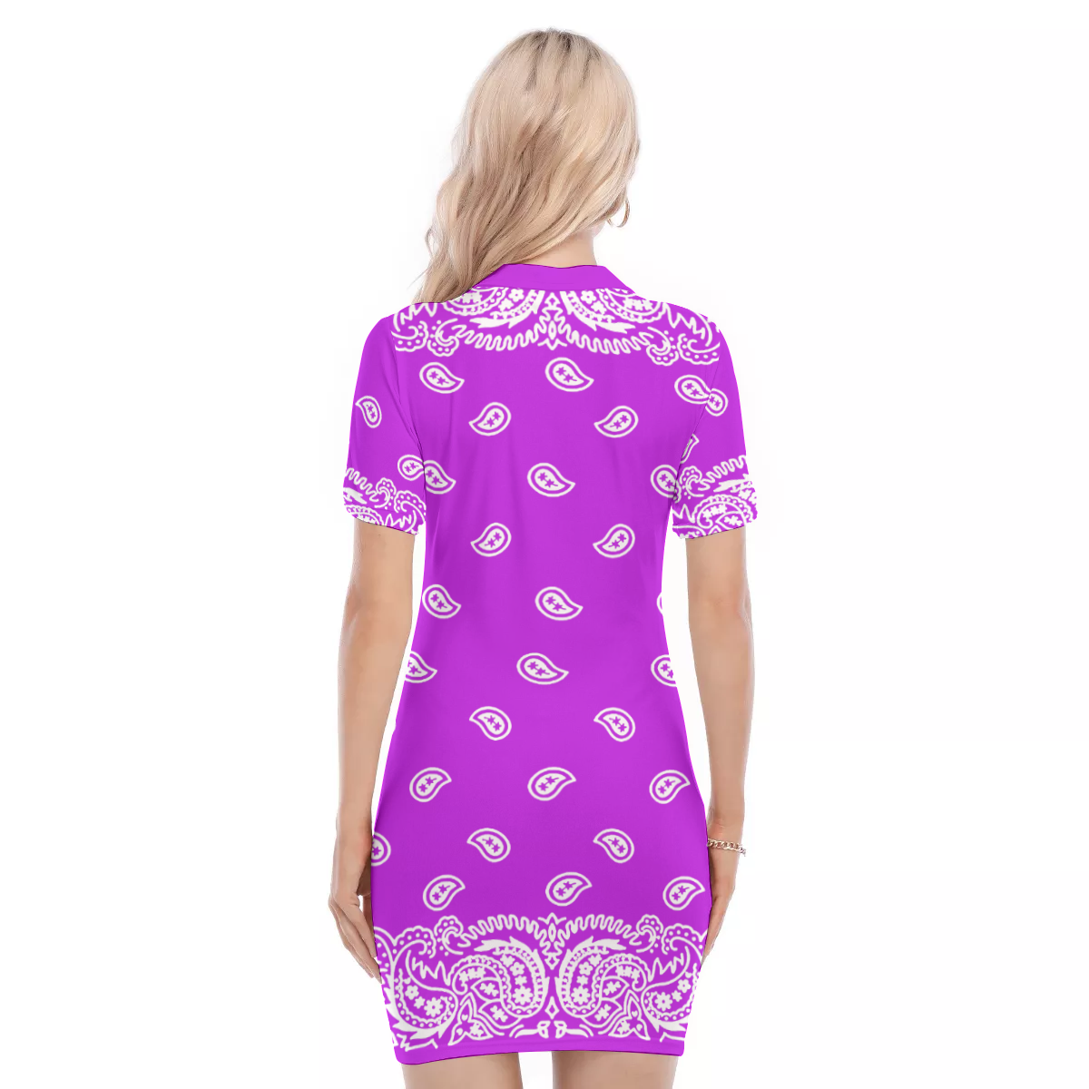 BANDANA GRAPES Women's Polo Collar Dress