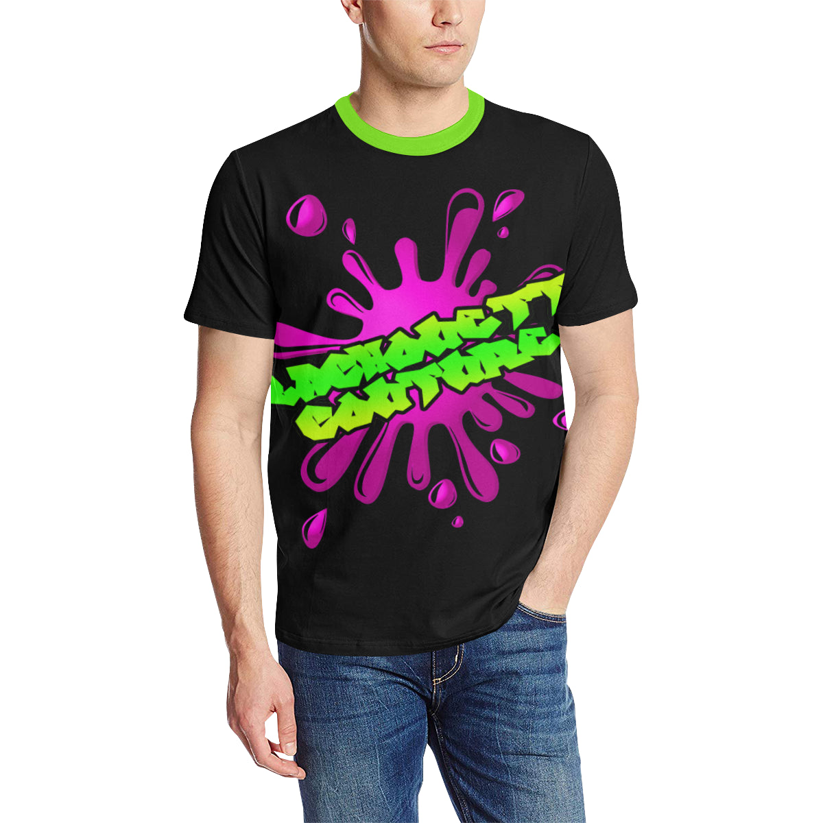 SPLASH OUT BLC Men's All Over Print T-Shirt (Solid Color Neck) (Model T63)