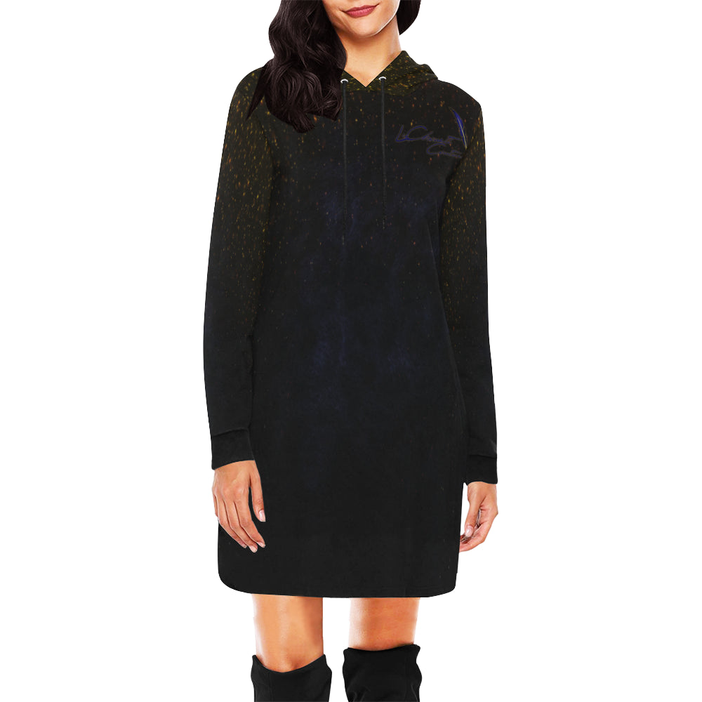 LCC STRASS All Over Print Hoodie Mini Dress (Model H27)