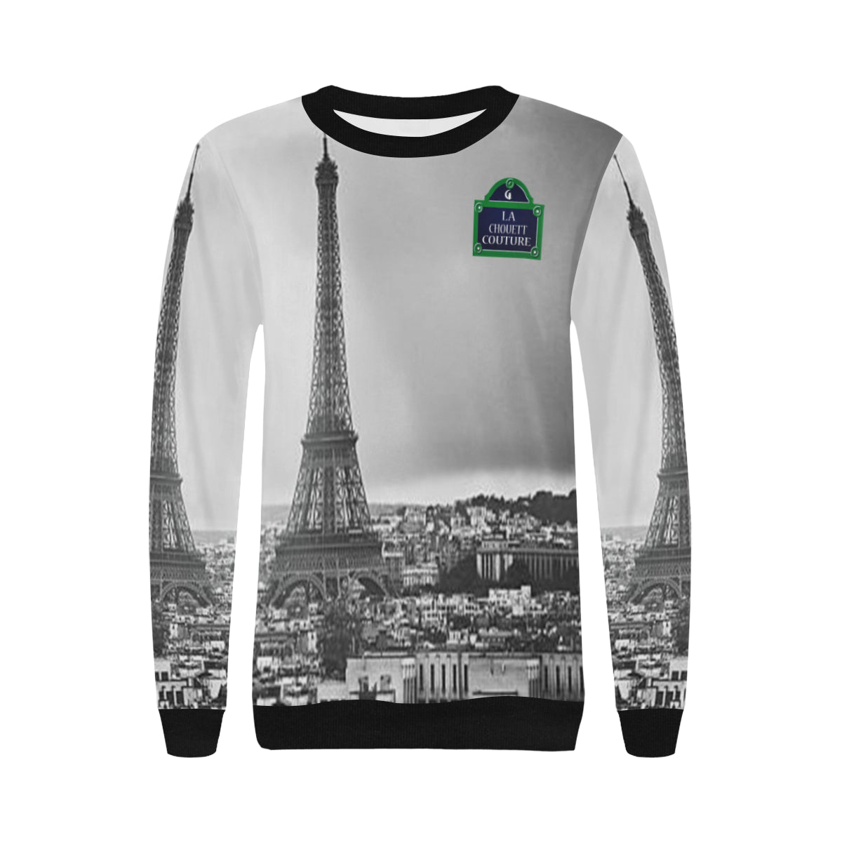 RUE DE PARIS Women's Rib Cuff Crew Neck Sweatshirt (Model H34)