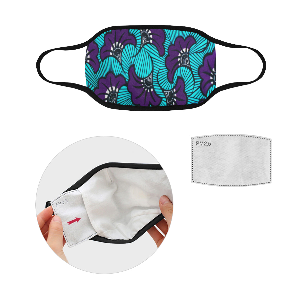 AFRIKA FLOWER Mouth Mask in One Piece (2 Filters Included)