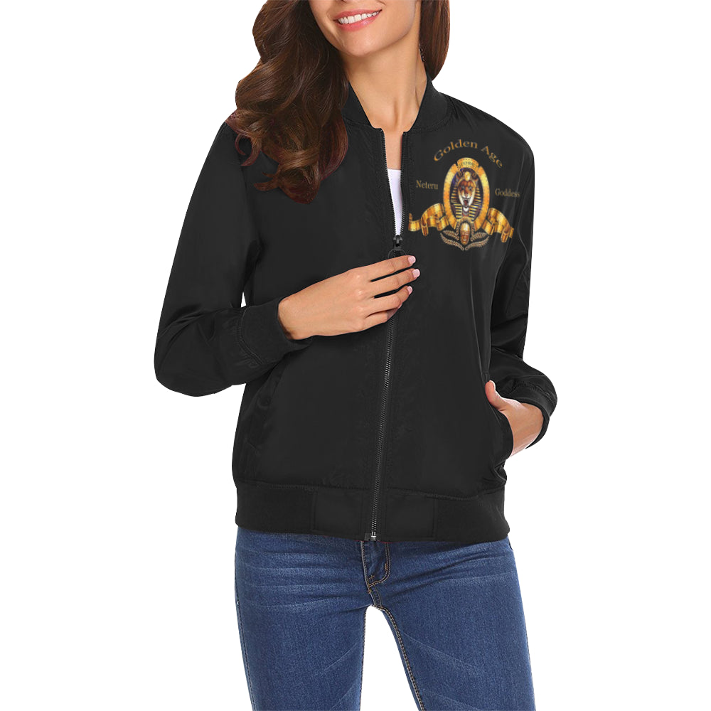 SEKHMET GODDESS BL All Over Print Bomber Jacket for Women (Model H19)