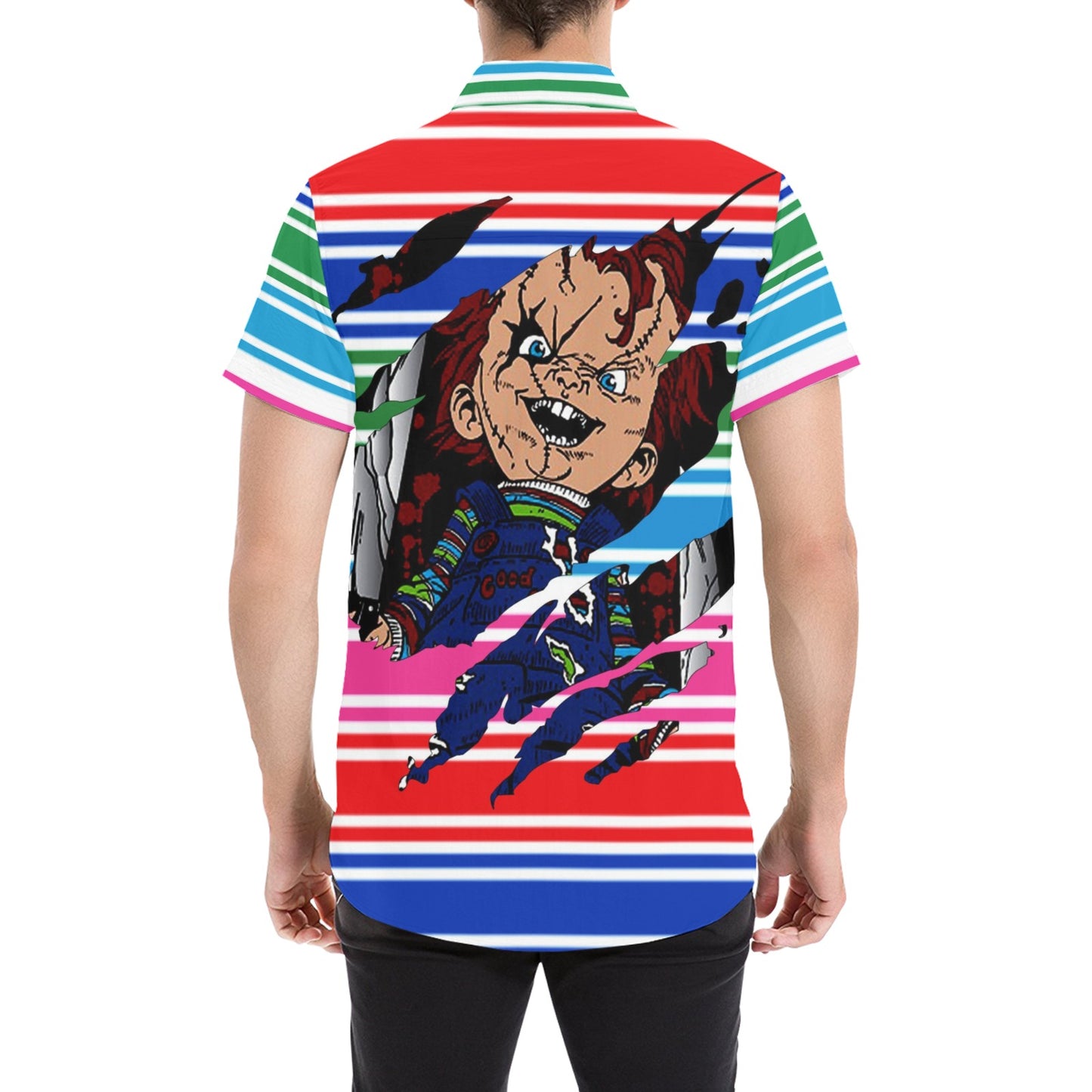CHUCCY Men's All Over Print Short Sleeve Shirt