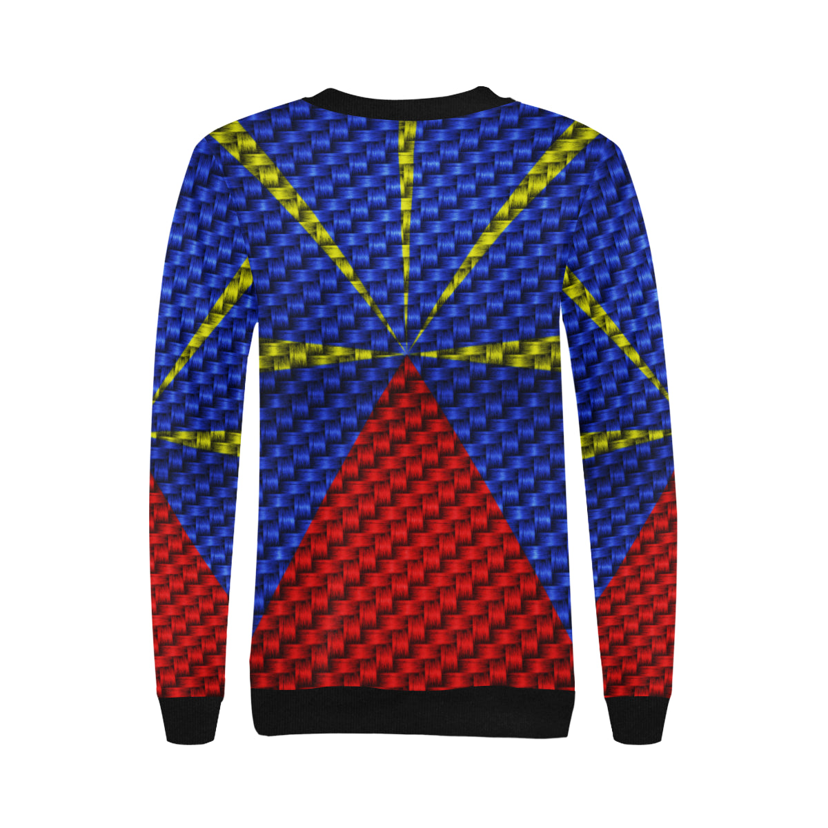 LA REUNION FLAG Women's Rib Cuff Crew Neck Sweatshirt (Model H34)